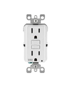 GFCI Duplex Receptacle Outlet, Weather-Resistant, Non Tamper-Resistant - 15 Amp - White - Leviton - GFWR1-W