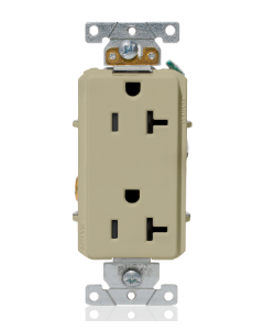 Duplex Receptacle Outlet, Tamper-Resistant, Decora - 20 Amp - Ivory - Leviton - 16352-I