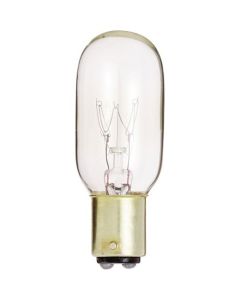 15 Watt T7 Incandescent Lamp - BA15d (Double Contact Bayonet) - Satco - 15T7/DC/CL/130V  [S3906]