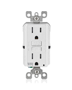 GFCI Duplex Receptacle Outlet, Weather-Resistant, Tamper-Resistant - 15 Amp - White - Leviton - GFWT1-W