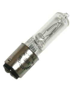 100 Watt T4 Double Contact Halogen Lamp - Warm White (2950K) - BA15d (Double Contact Bayonet) - Sylvania - 100Q/CL/DC120  [58755]