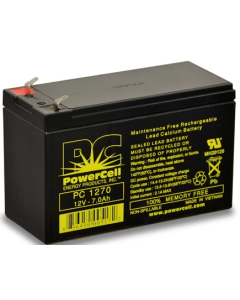 Sealed Lead Acid Battery - 12V - 7Ah - F1 Terminal - PowerCell - PC1270