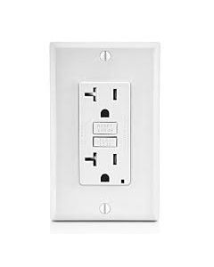 GFCI Duplex Receptacle Outlet, Tamper-Resistant - 20 Amp - White - Leviton - GFTR2-W