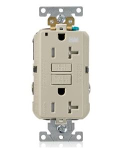 GFCI Duplex Receptacle Outlet, Weather-Resistant, Tamper-Resistant - 20 Amp - Ivory - Leviton - G5362-WTI