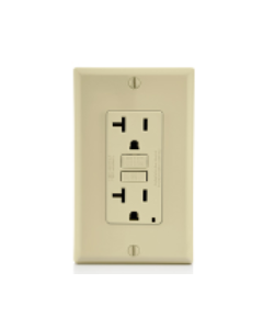 GFCI Duplex Receptacle Outlet, Non Tamper-Resistant - 20 Amp - Ivory - Leviton - GFNT2-I