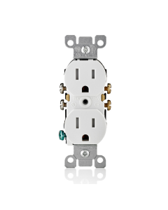 Duplex Receptacle Outlet, Tamper-Resistant, Smooth Face - 15 Amp - White - Leviton - T5320-W