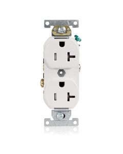 Duplex Receptacle Outlet, Tamper-Resistant, Smooth Face - 20 Amp - White - Leviton - TCR-20W