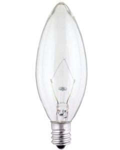 15 Watt B9 1/2 Incandescent Lamp - Warm White (2700K) - E12 (Candelabra) - Westinghouse - 15B9 1/2 CL 130V  [3681]