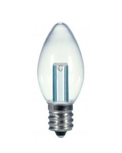 0.5 Watt C7 Candelabra Decorative LED Lamp - Warm White (2700K) - E12 (Candelabra) - Satco - 0.5W C7/CL/LED/120V/CD  [S9156]