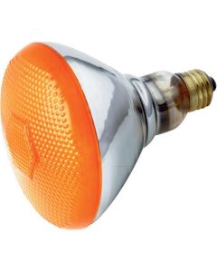 100 Watt BR38 Incandescent Reflector Lamp - Amber - E26 (Medium) - Satco - 100BR38/A 120V  [S4425]