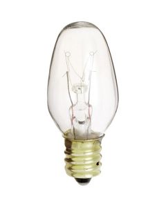 10 Watt C7 Incandescent Lamp - Warm White (2700K) - E12 (Candelabra) - Satco - 10C7/CL 130V  [S3903]