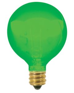 10 Watt G12.5 Incandescent Lamp - Transparent Green - E12 (Candelabra) - Satco - 10G12 1/2 G 120  [S3835]