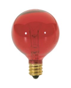 10 Watt G12.5 Incandescent Lamp - Transparent Red - E12 (Candelabra) - Satco - 10G12 1/2 R 120  [S3833]