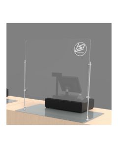 36” Sneeze Guard (34.5” Wide x 28” High) - Clear Acrylic Shield with Aluminum Upright Supports and Metal Base - 2 Pack