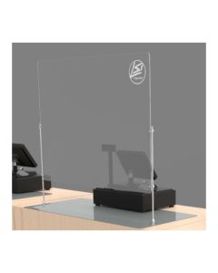 48” Sneeze Guard (46.5” Wide x 28” High) - Clear Acrylic Shield with Aluminum Upright Supports and Metal Base - 2 Pack
