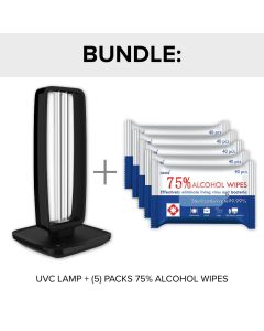 Disinfection Bundle: Table-Top Germicidal UVC Smart Lamp with (5) Packs of 75% Alcohol Wipes | Archipelago iUVC1