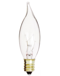 10 Watt CA7 Incandescent Lamp - Warm White (2700K) - E12 (Candelabra) - Satco - 10WTURNTIP/120V  [S3272]