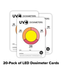 Germicidal LED UVC Measurement Cards | General Use Tri-color Dosimeter | 260 to 280 nm | 25 Pack