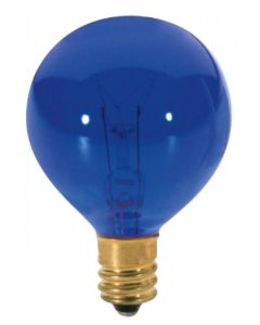 10 Watt G12.5 Incandescent Lamp - Transparent Blue - E12 (Candelabra) - Satco - 10G12.5 E12 TRANS BLUE 130V  [S3848]