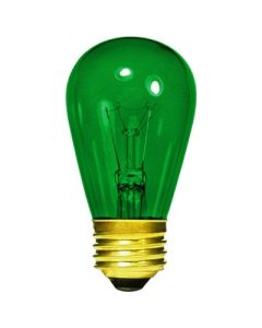 11 Watt S14 Incandescent Lamp - Transparent Green - E26 (Medium) - Halco - S14GRN11T  [9054]